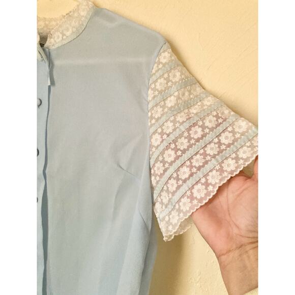 50's Capricci VTG Women's Nightgown Size M/L Baby Blue Lace - Picture 2 of 8